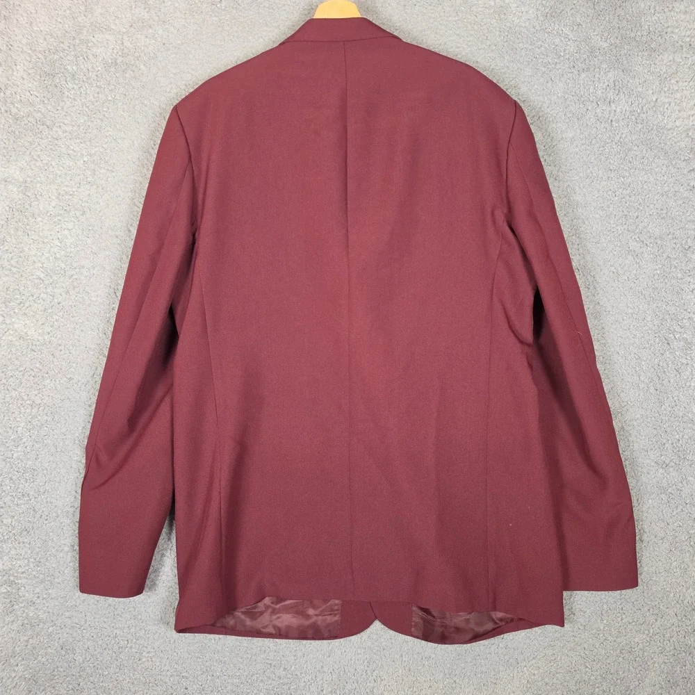 Lucci Collezione Blazer Mens 48 Burgundy Business 3-Button Notch Lapel Suit Coat